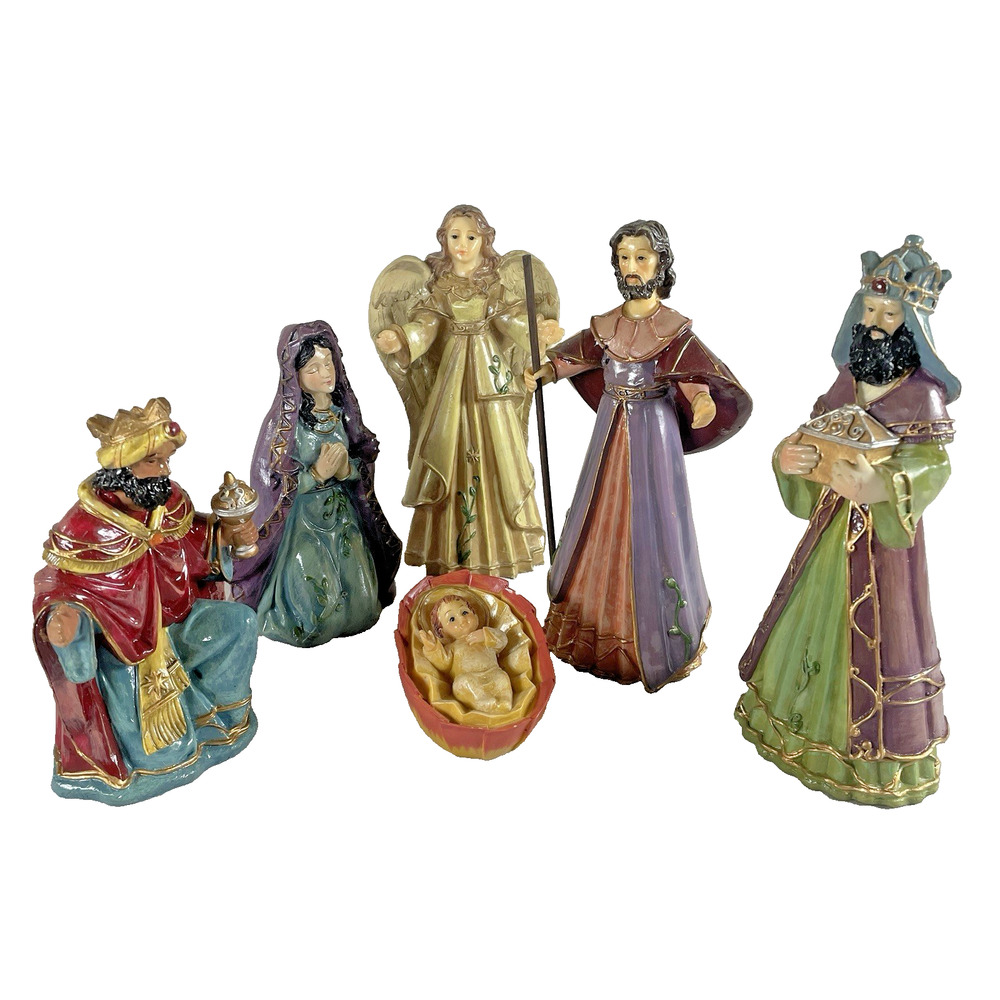 Greenbrier Vtg Resin Nativity 6 pcs Christmas Holiday Decor - MISSING 1 KING